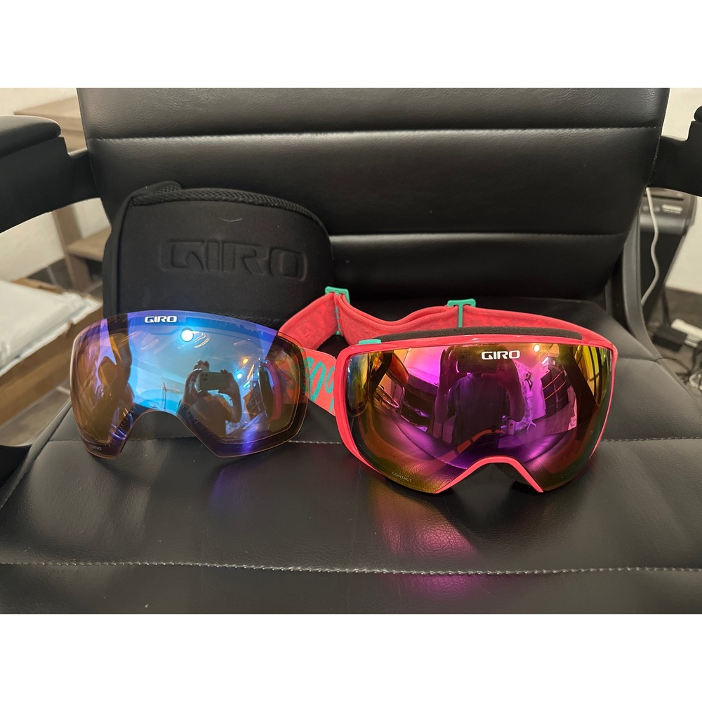 Giro Contact Snow Goggles Pink Frame with Two Interchangeable Lenses and Case